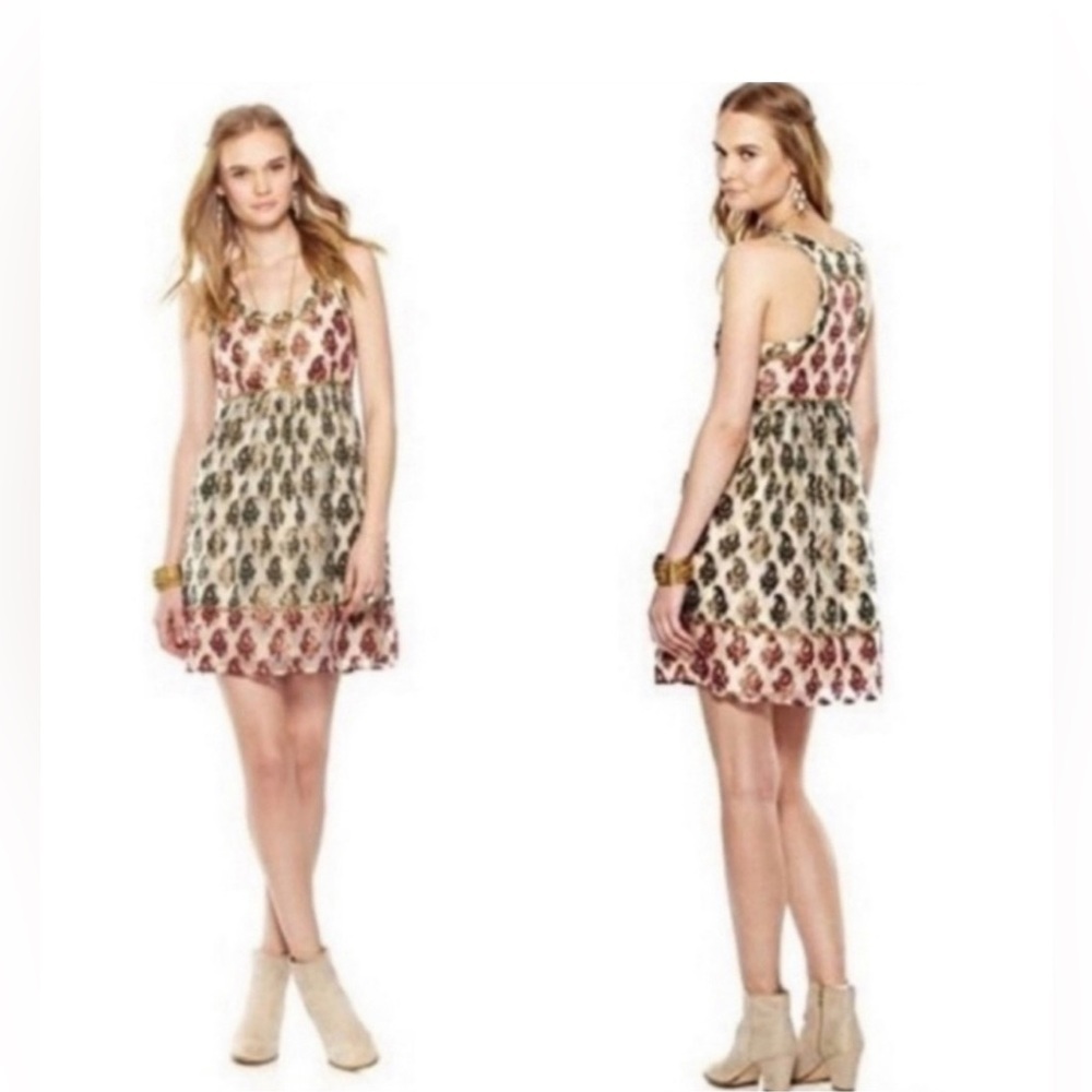 Free People Party Champagne Combo Mini Dress Size 6 - Picture 2 of 12